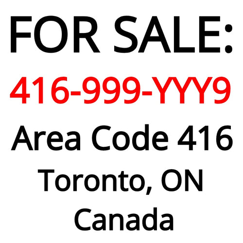 Toronto, ON : 416-999-YYY9