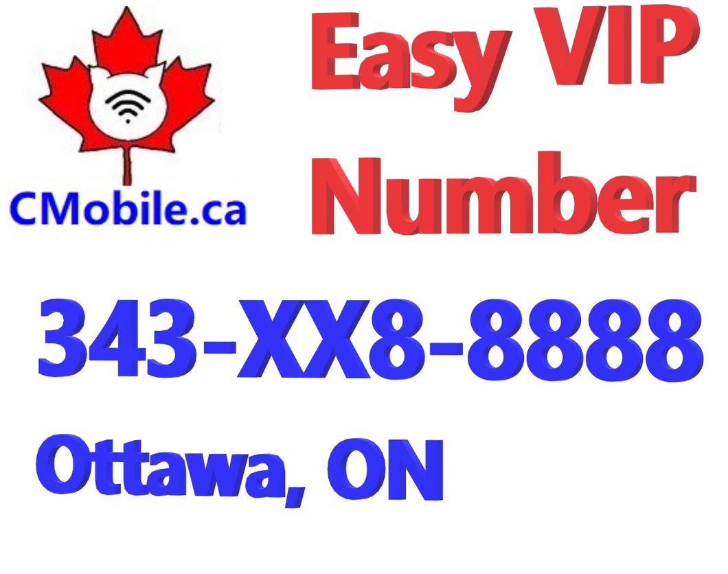 Ottawa Lucky Business Phone Number 343-XX8-8888  with five repeating 8 in end