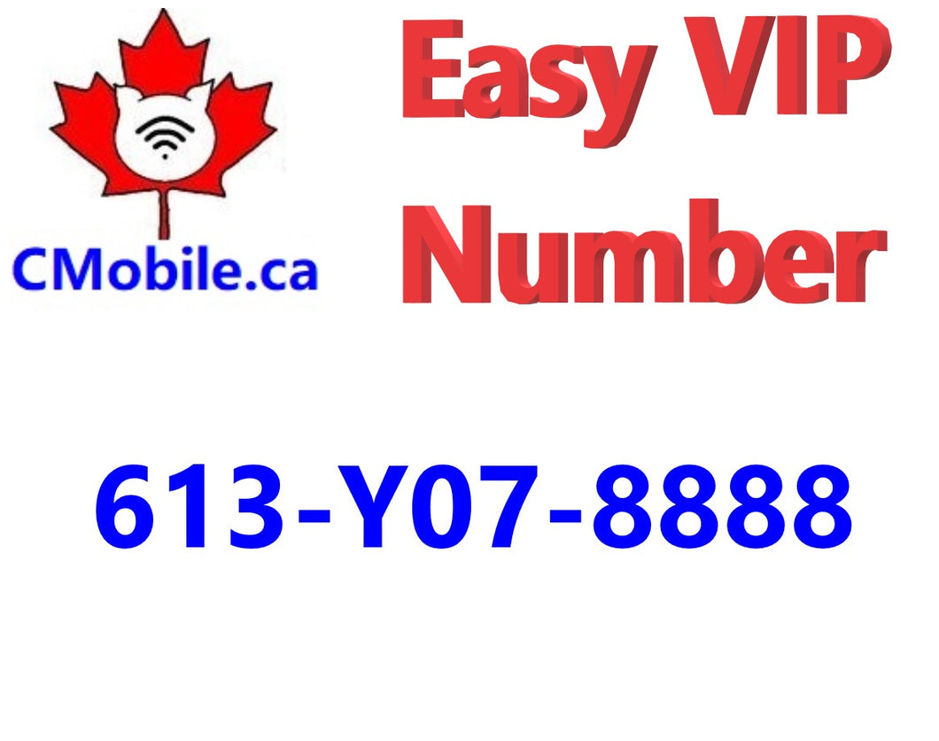VIP 613 area code number with 8888 ending for Ottawa and Smith Falls area