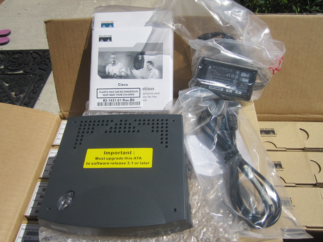New CISCO ATA-186-I1-A VOIP Analog Telephone Adapter with 2FXS