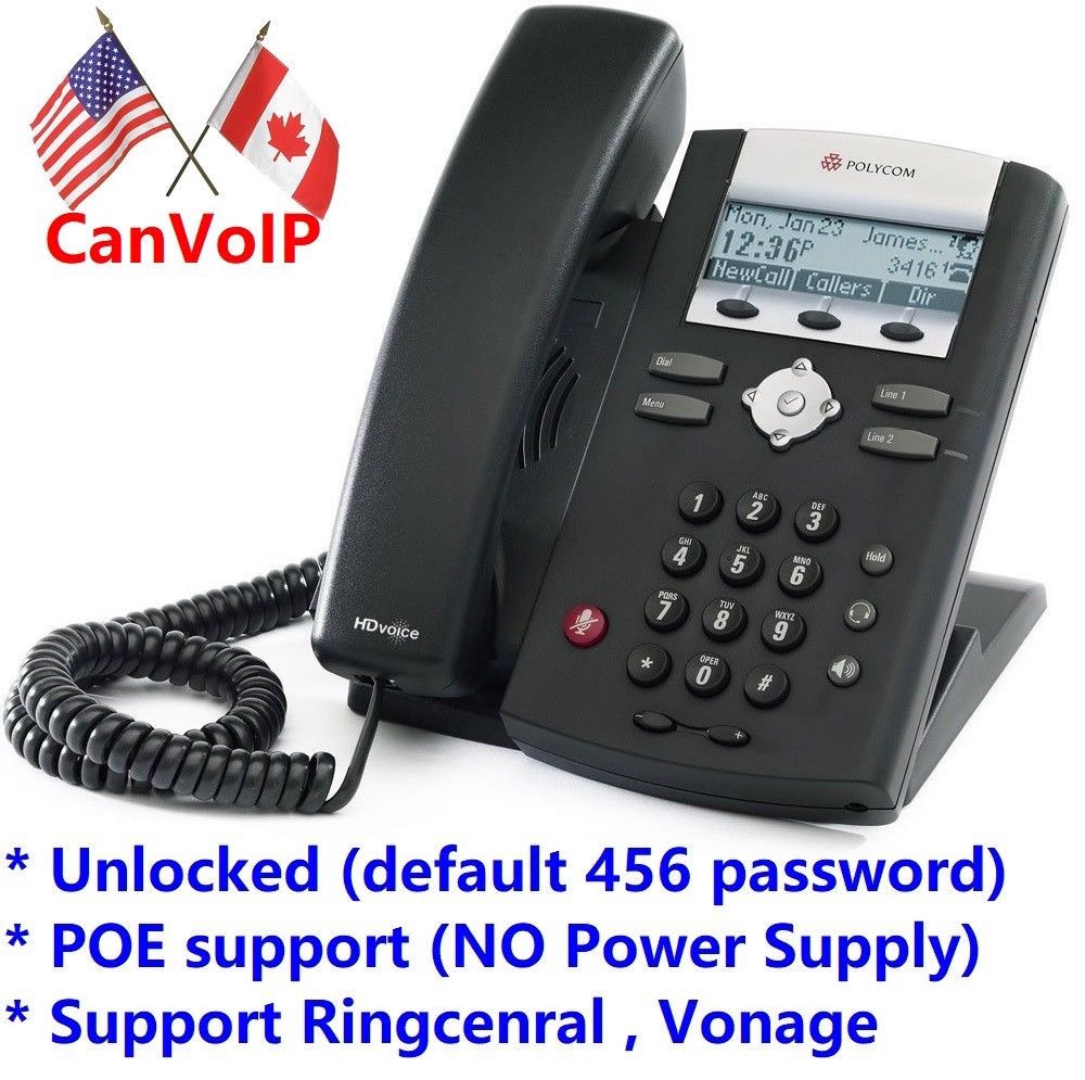 Unlocked Polycom SoundPoint 335 IP Phone for RingCentral, Vonage, Asterisk
