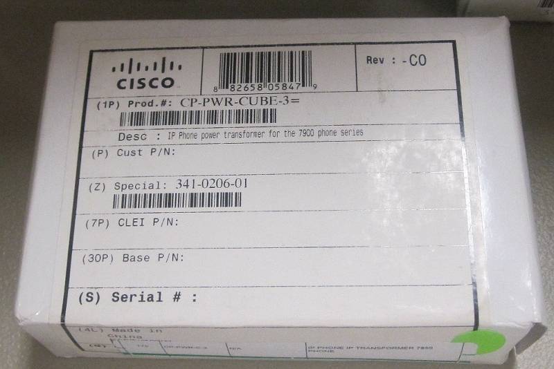 NEW CISCO CP-PWR-CUBE-3 48V Power Supply with power cord for 7960/7940 IP Phone