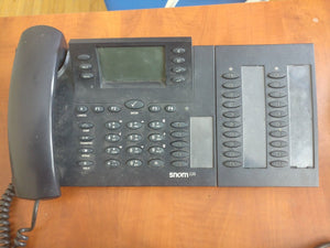 Snom 220 unlocked voip phone w/ 20 key expansion module and 48V power supply